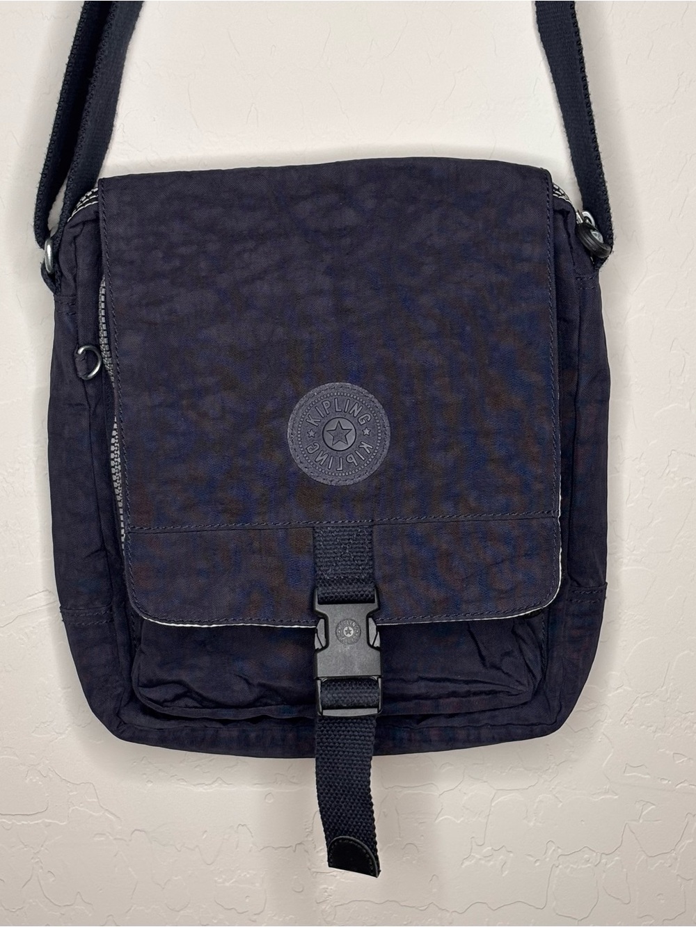 Kipling Lancelot Nylon Crossbody Flap Multi Pocket Buckle Navy Messenger Bag